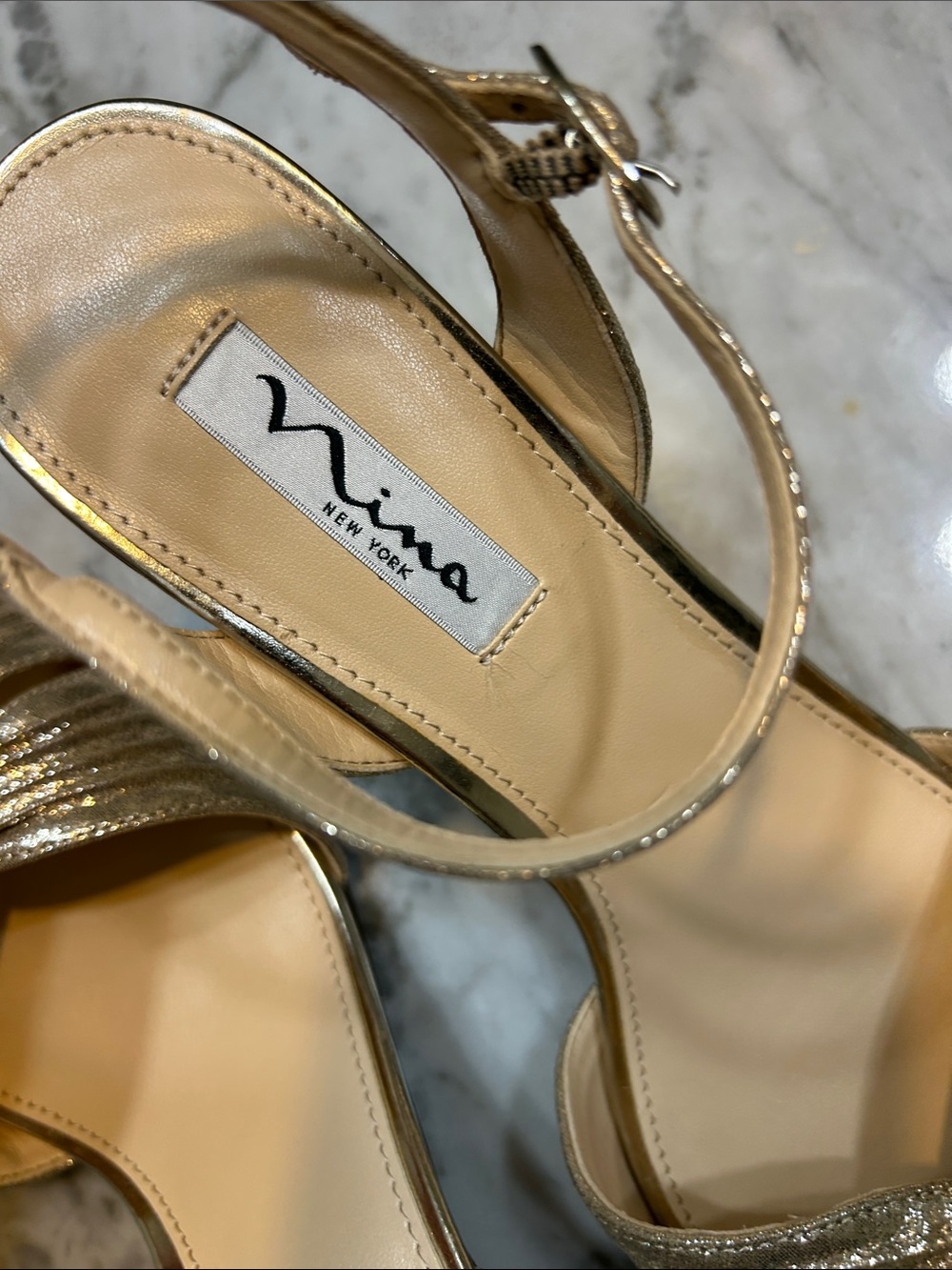 Nina Metallic Gold Knotted Slingback Heels - Picture 5 of 7
